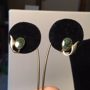 Vintage DCE green stone 14k GF earrings
